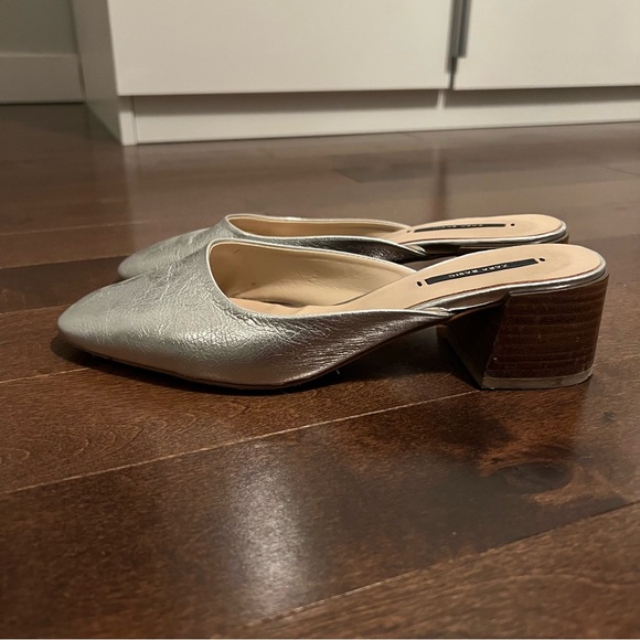 Zara Genuine Leather Silver Mules - Picture 3 of 7